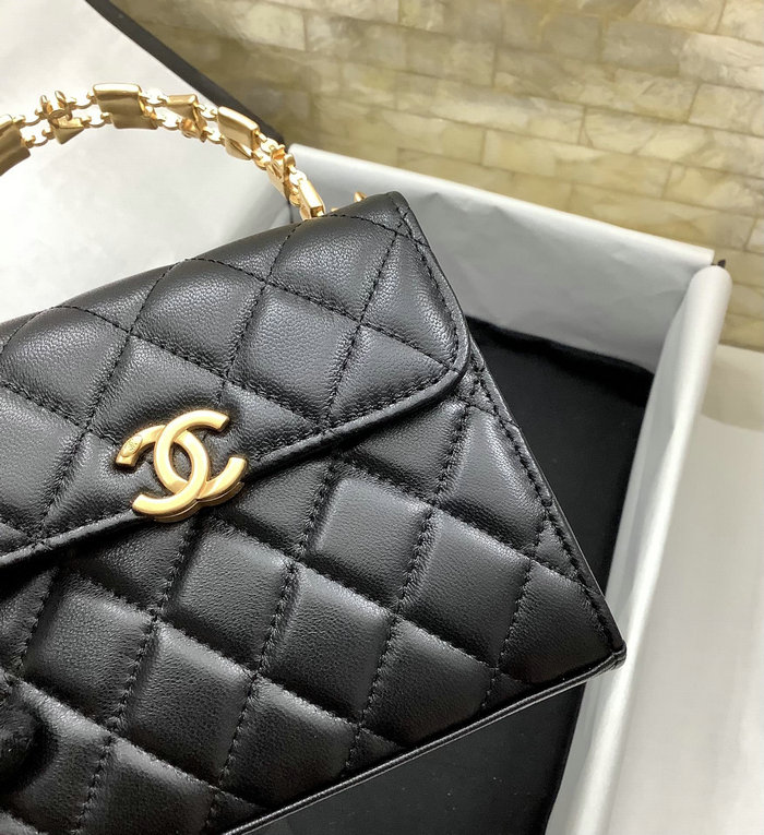 Chanel Mini Handle Clutch With Chain Black AP2945