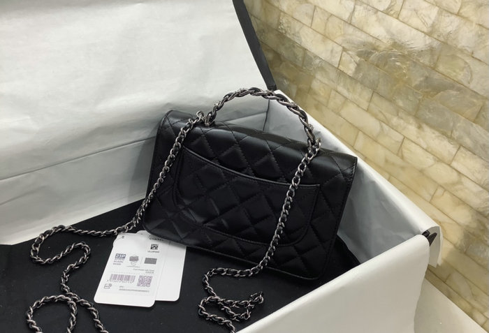 Chanel Shiny crumple calfskin Wallet on Chain Black AP3645