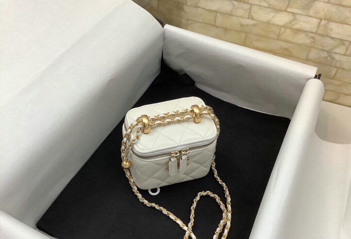 Chanel Small Vanity With Chain White AP2292