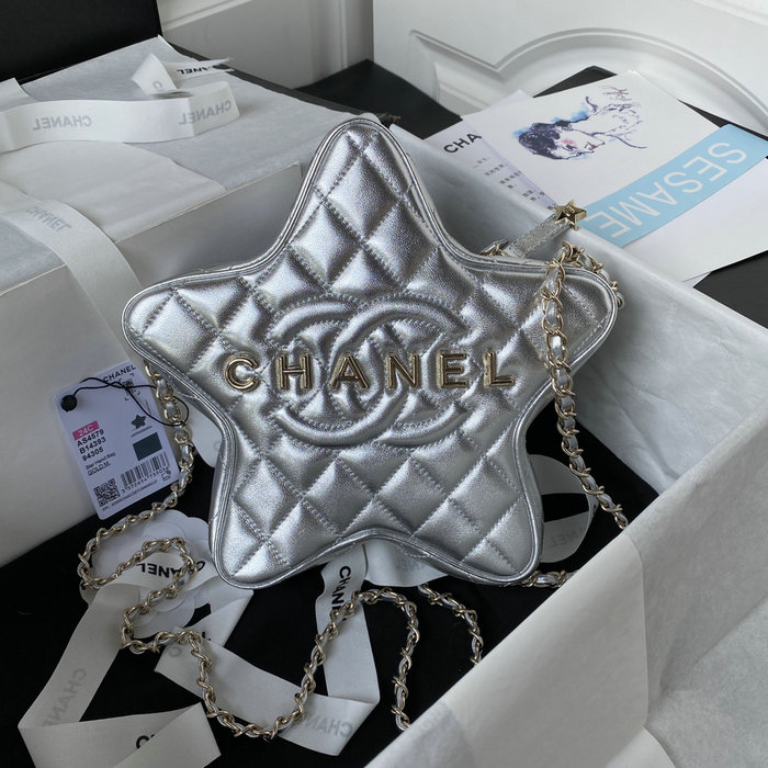 Chanel Star Handbag Silver AS4579