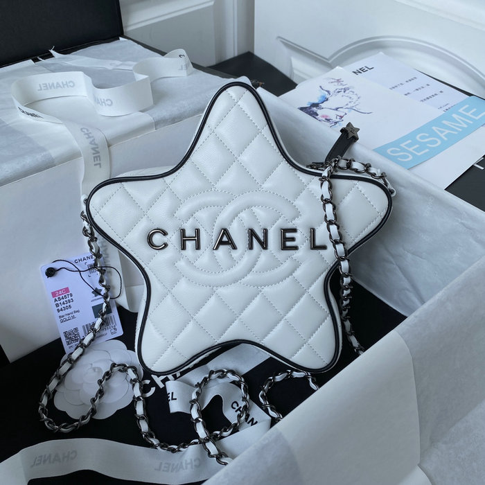 Chanel Star Handbag White with Black hardware AS4579