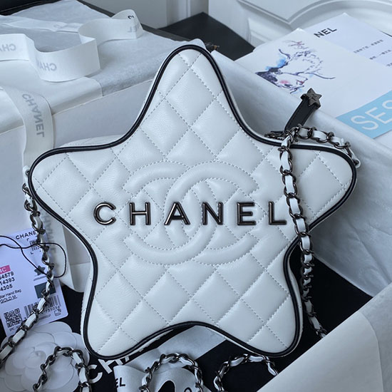 Chanel Star Handbag White with Black hardware AS4579