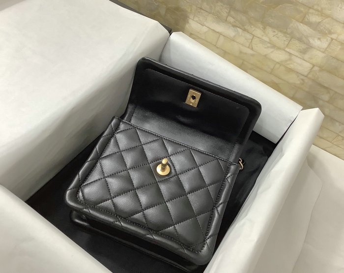 Mini Chanel Lambskin Flap Bag Black AS2054