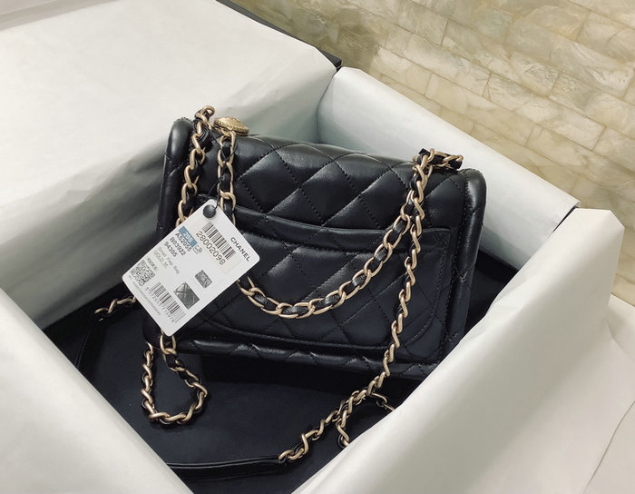 Small Chanel Lambskin Flap Bag Black AS2055