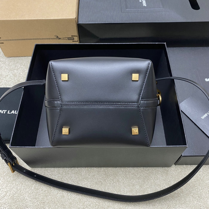 YSL Small Le 37 Leather Bucket Bag Black 749036