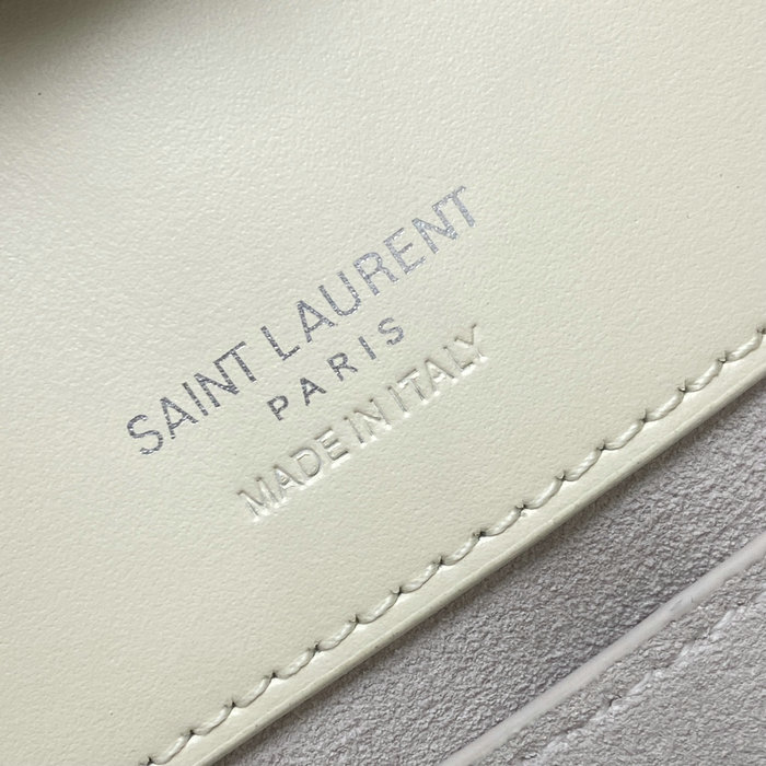 YSL Small Le 37 Leather Bucket Bag White 749036