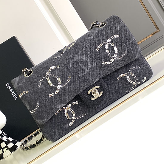 Medium Chanel Denim Flap Bag Black AS1112