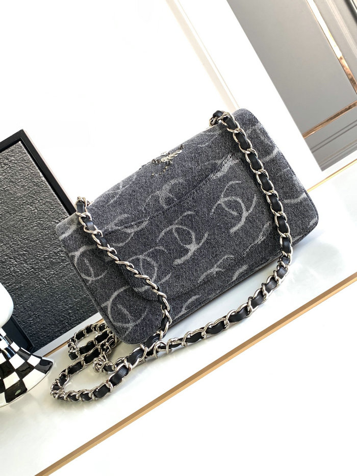 Small Chanel Denim Flap Bag Black AS1116