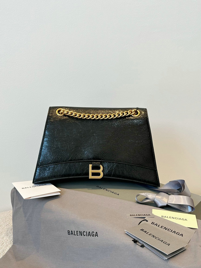 Balenciaga Crush Medium Chain Bag Black B716393