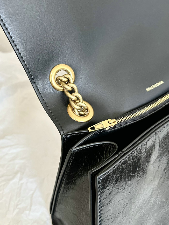 Balenciaga Crush Medium Chain Bag Black B716393