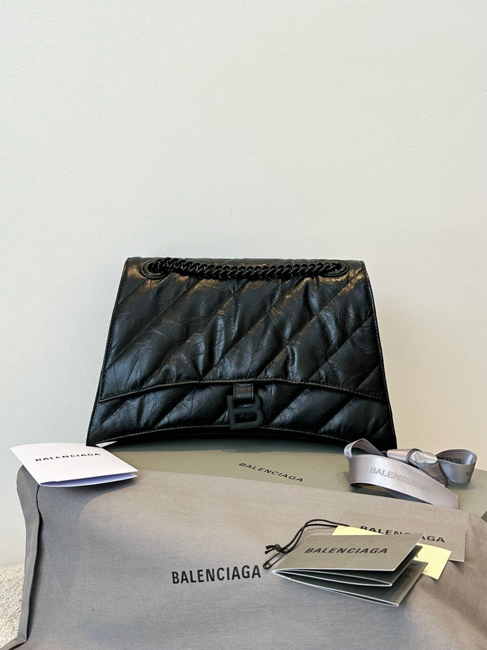 Balenciaga Crush Medium Quilted Chain Bag Black B716393