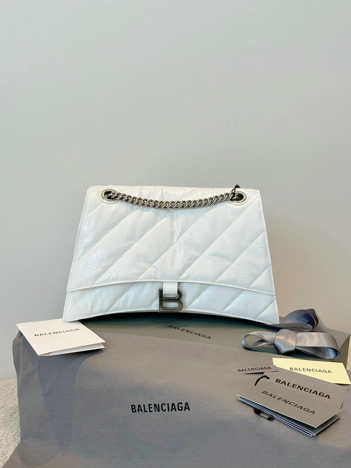 Balenciaga Crush Medium Quilted Chain Bag White B716393