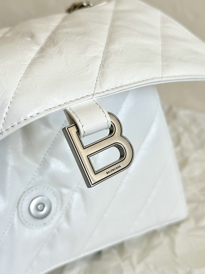 Balenciaga Crush Medium Quilted Chain Bag White B716393