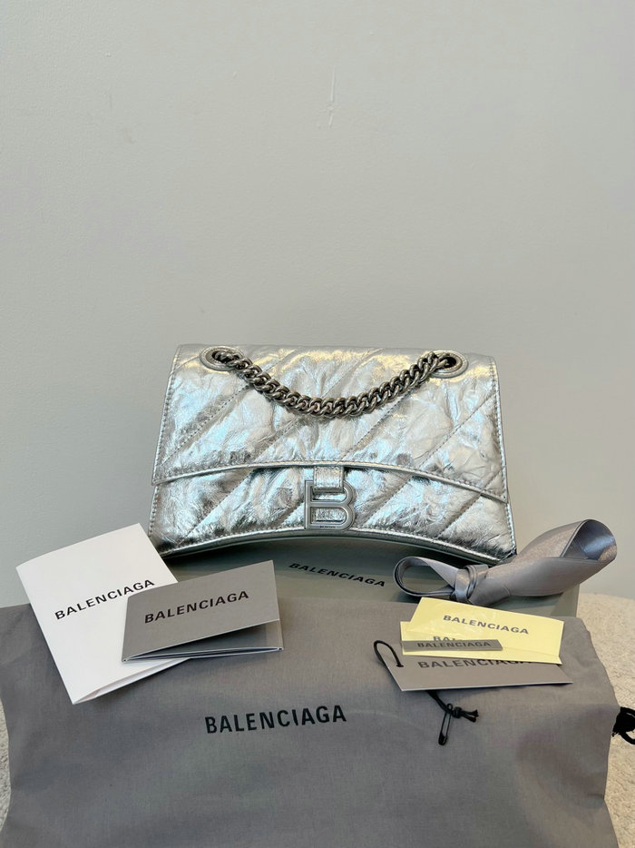 Balenciaga Crush Small Quilted Chain Bag Silver B716351