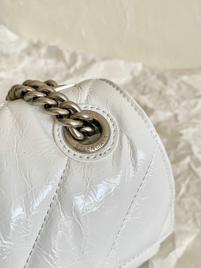 Balenciaga Crush Small Quilted Chain Bag White B716351