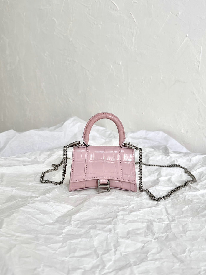 Balenciaga Hourglass Nano Top Handle Bag Pink B664676