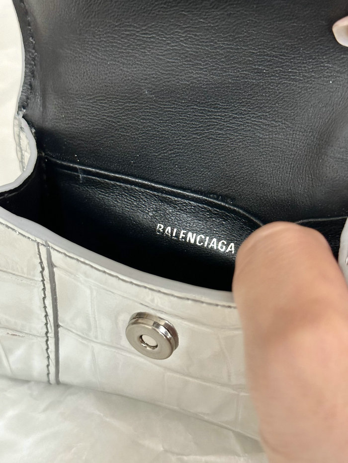 Balenciaga Hourglass Nano Top Handle Bag Silver B664676