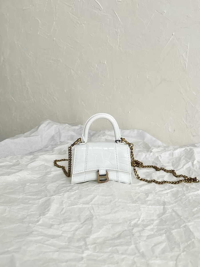 Balenciaga Hourglass Nano Top Handle Bag White B664676