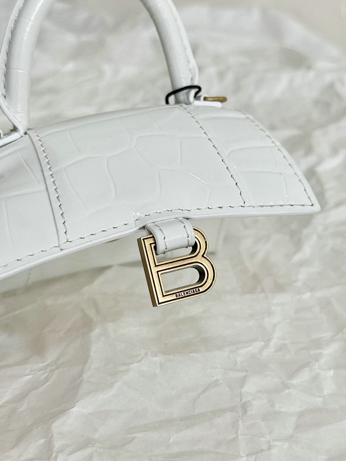 Balenciaga Hourglass Nano Top Handle Bag White B664676