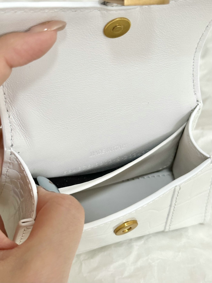 Balenciaga Hourglass Nano Top Handle Bag White B664676