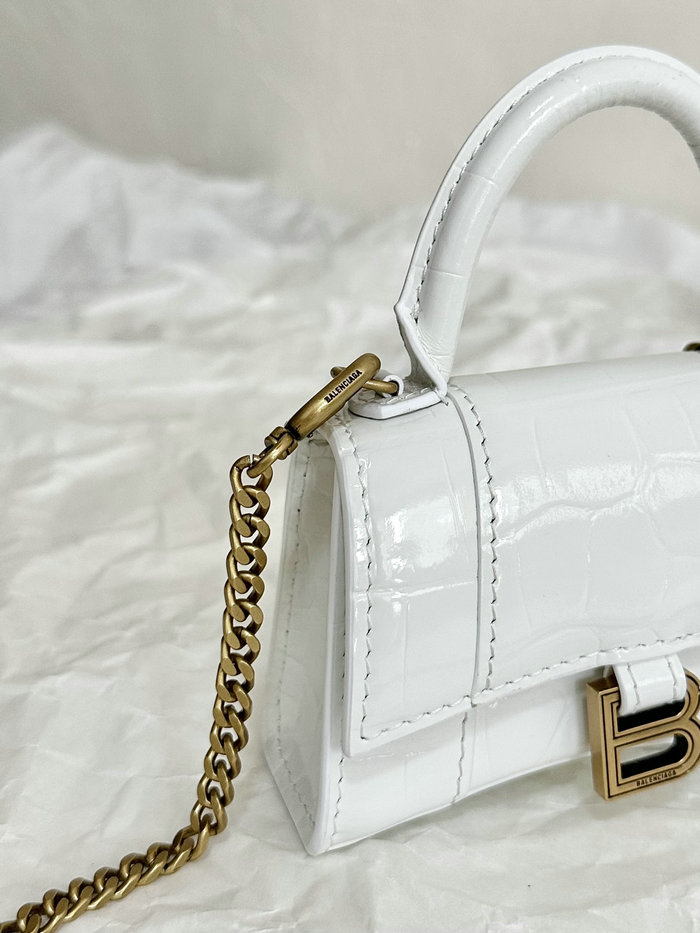 Balenciaga Hourglass Nano Top Handle Bag White B664676