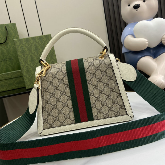 Gucci Small GG Supreme Queen Margaret Shoulder Bag White 476541