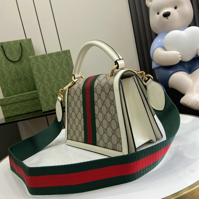 Gucci Small GG Supreme Queen Margaret Shoulder Bag White 476541