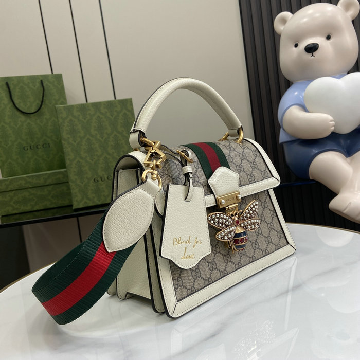 Gucci Small GG Supreme Queen Margaret Shoulder Bag White 476541