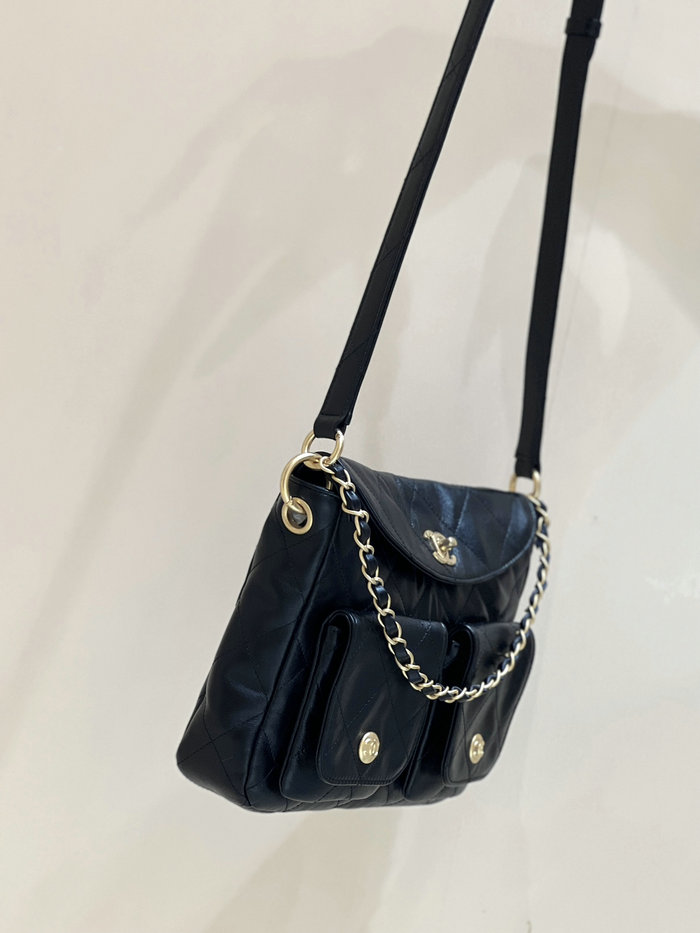 Chanel Hobo Handbag Black AS4743