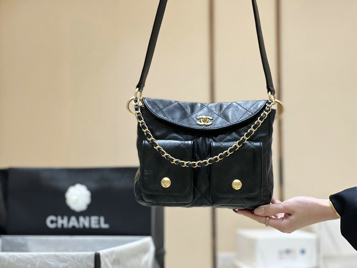 Chanel Hobo Handbag Black AS4743