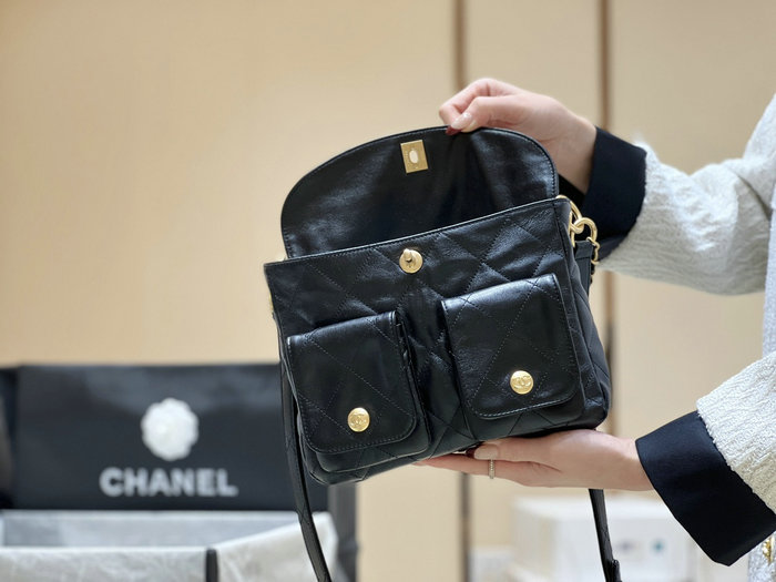 Chanel Hobo Handbag Black AS4743