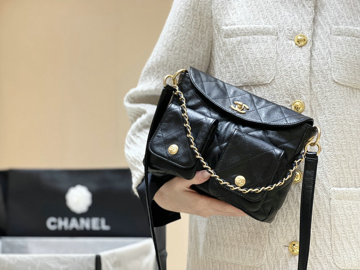 Chanel Hobo Handbag Black AS4743