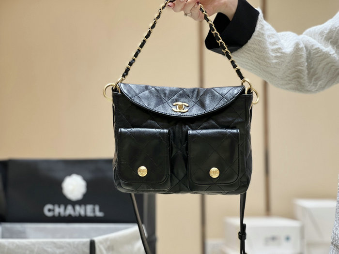 Chanel Hobo Handbag Black AS4743