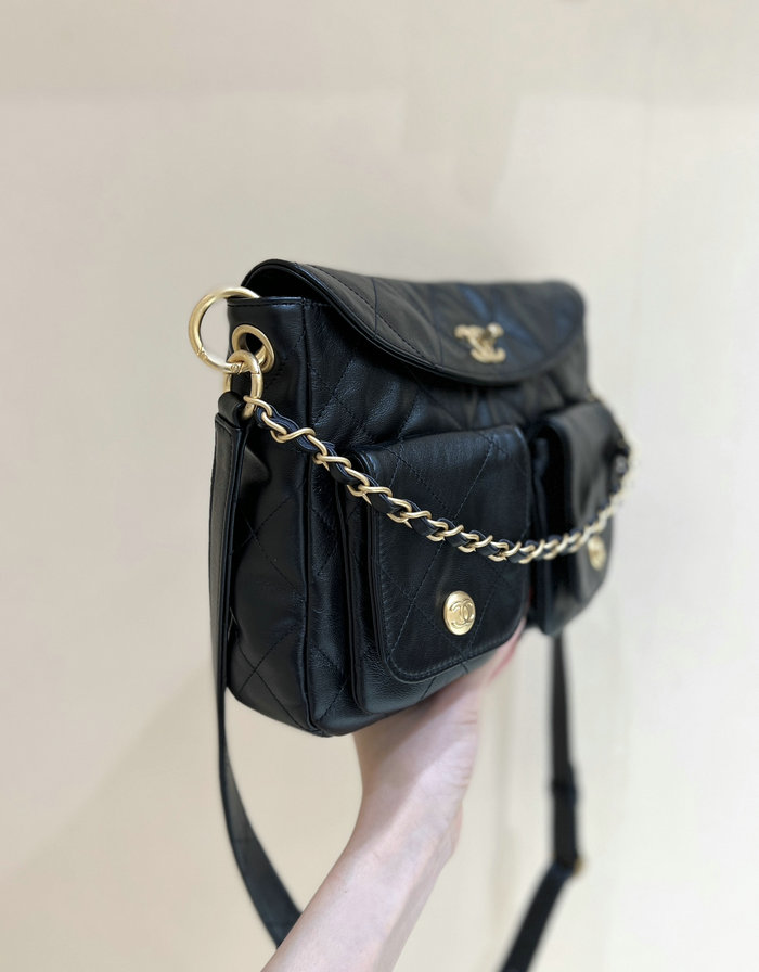 Chanel Hobo Handbag Black AS4743