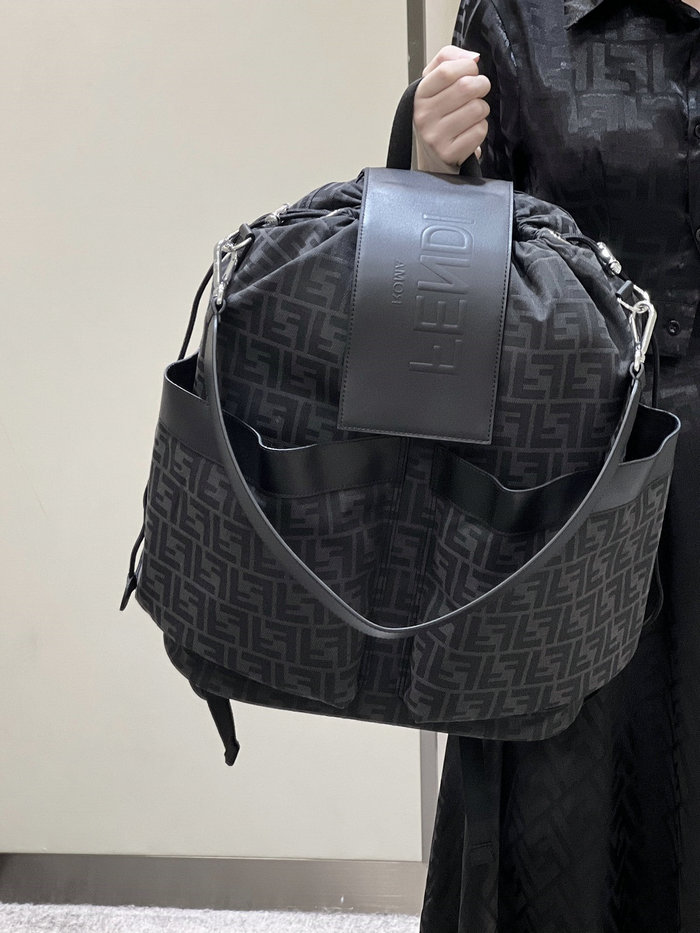 Fendi FF Jacquard Strike Large Backpack Black F8583