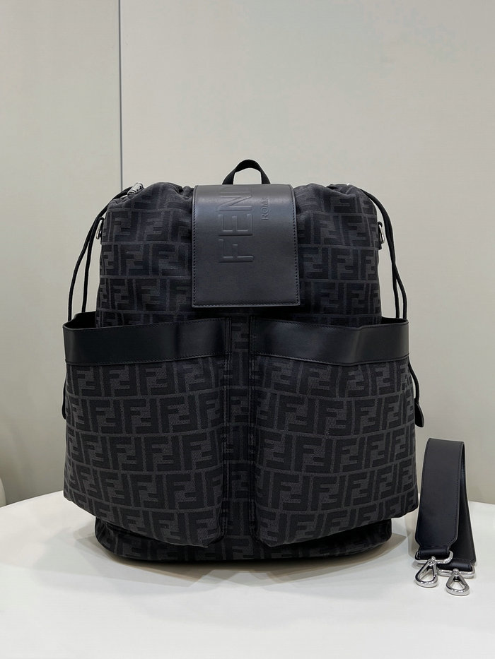 Fendi FF Jacquard Strike Large Backpack Black F8583