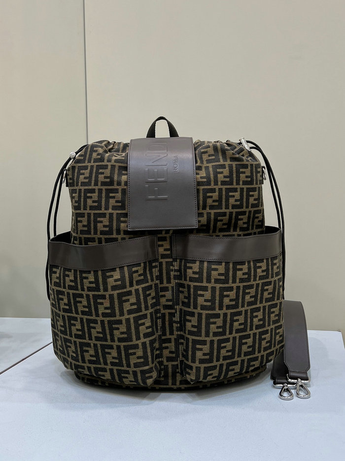 Fendi FF Jacquard Strike Large Backpack Brown F8583