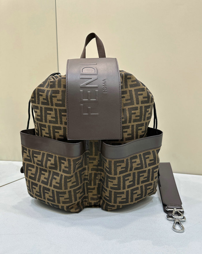 Fendi FF Jacquard Strike Medium Backpack Brown F8583