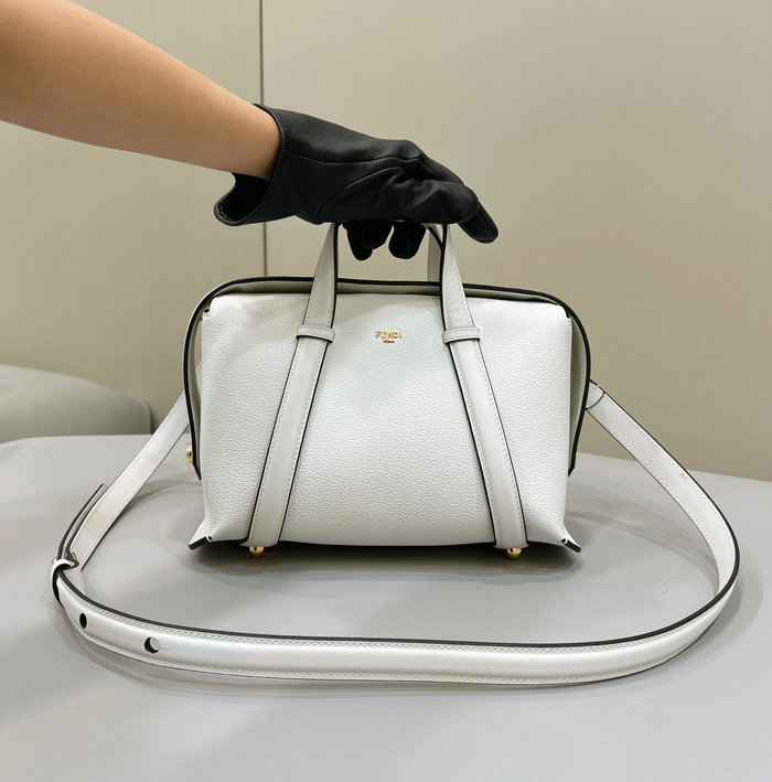 Fendi Leather Boston 365 Bag White F8627