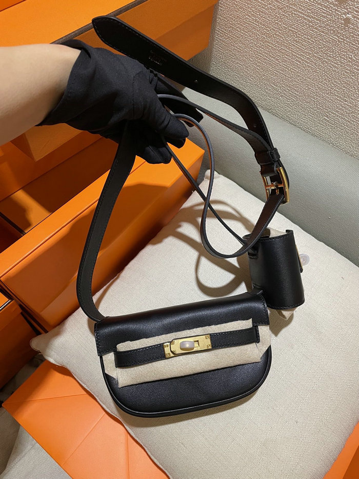 Hermes Swift Leather Kelly Moove Bag Black HKM0319