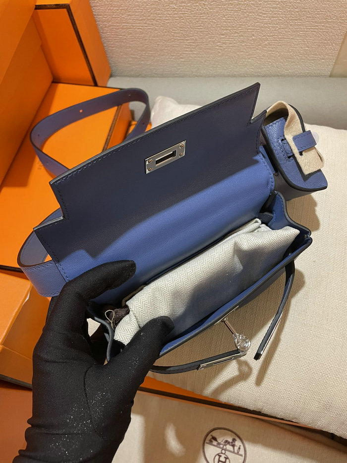 Hermes Swift Leather Kelly Moove Bag Blue HKM0319