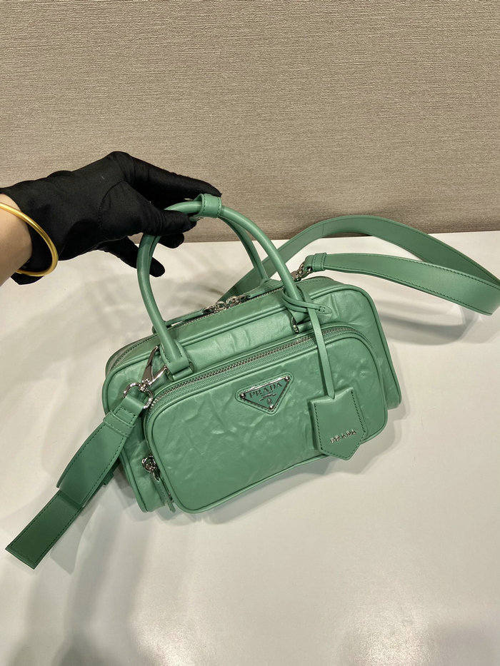 Prada Antique nappa leather multi-pocket top-handle bag Green 1BB099