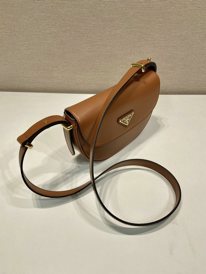 Prada Arque leather shoulder bag with flap Camel 1BD365