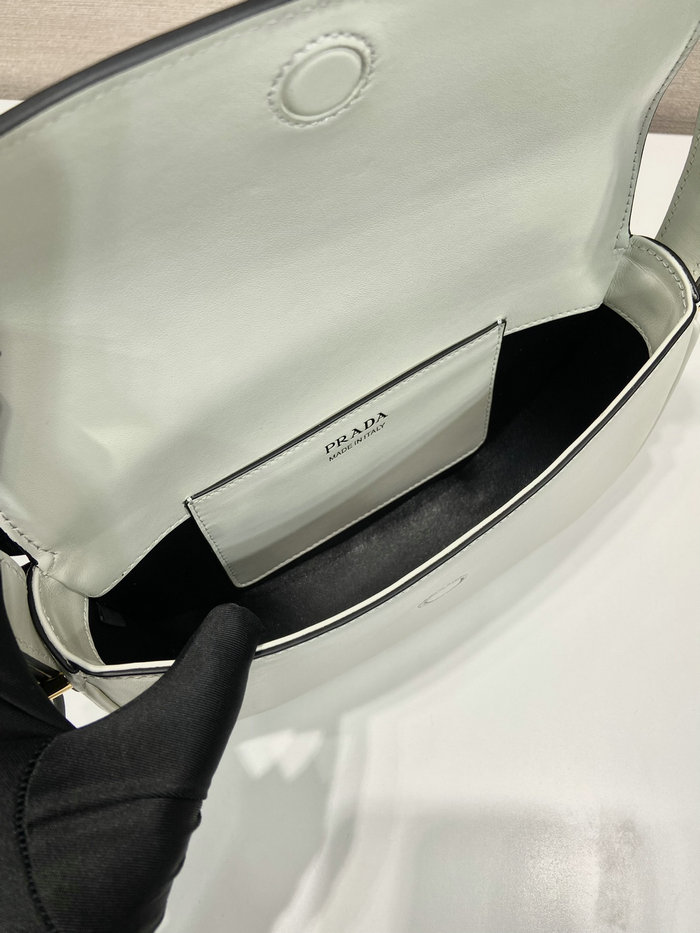 Prada Arque leather shoulder bag with flap White 1BD365