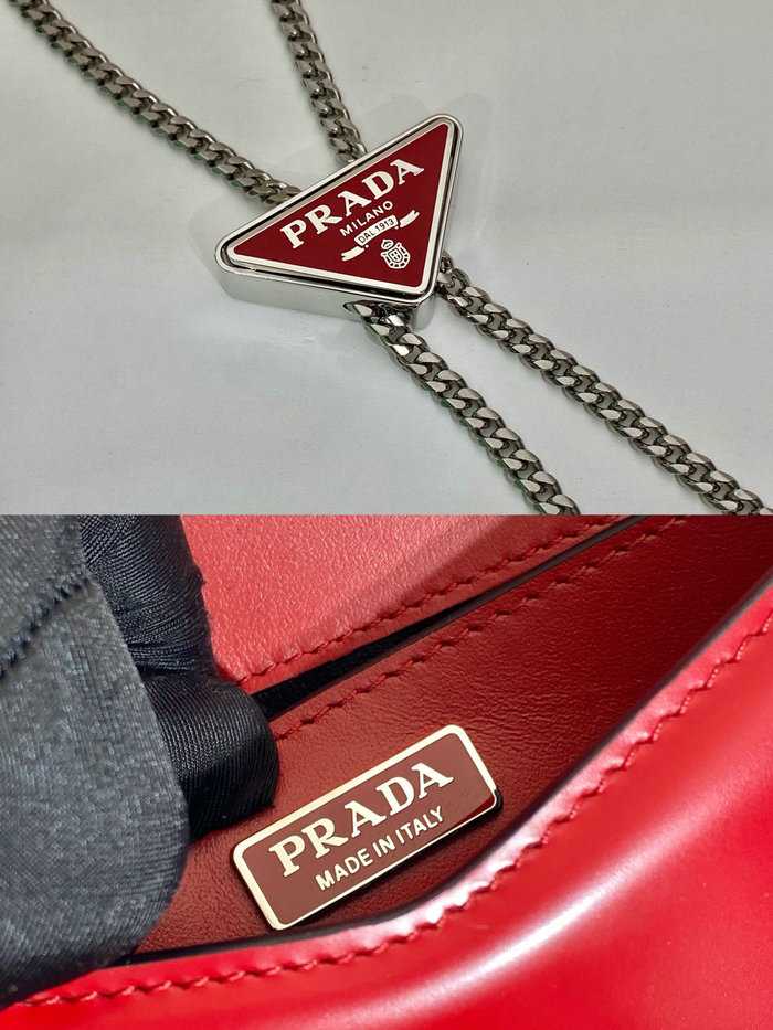 Prada Brushed leather shoulder bag Red 1BH189