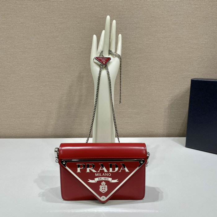 Prada Brushed leather shoulder bag Red 1BH189