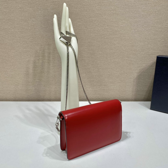 Prada Brushed leather shoulder bag Red 1BH189