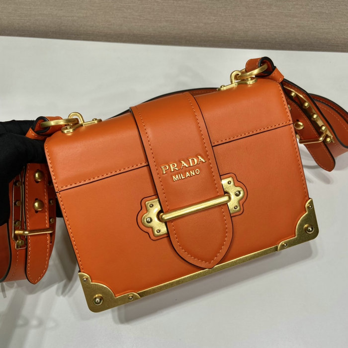 Prada Cahier Leather Bag Orange 1BD045