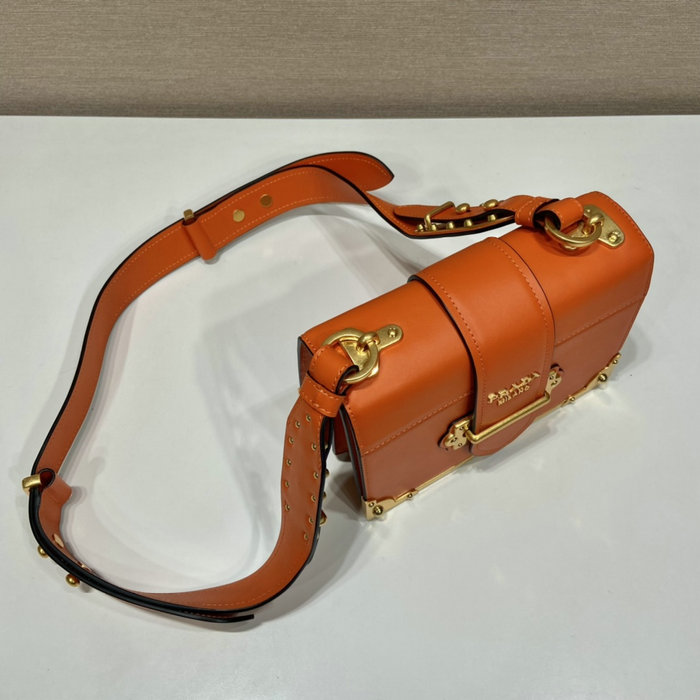 Prada Cahier Leather Bag Orange 1BD045