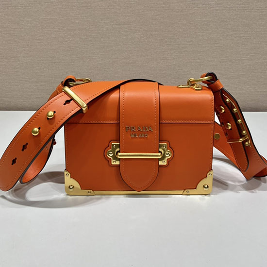 Prada Cahier Leather Bag Orange 1BD045